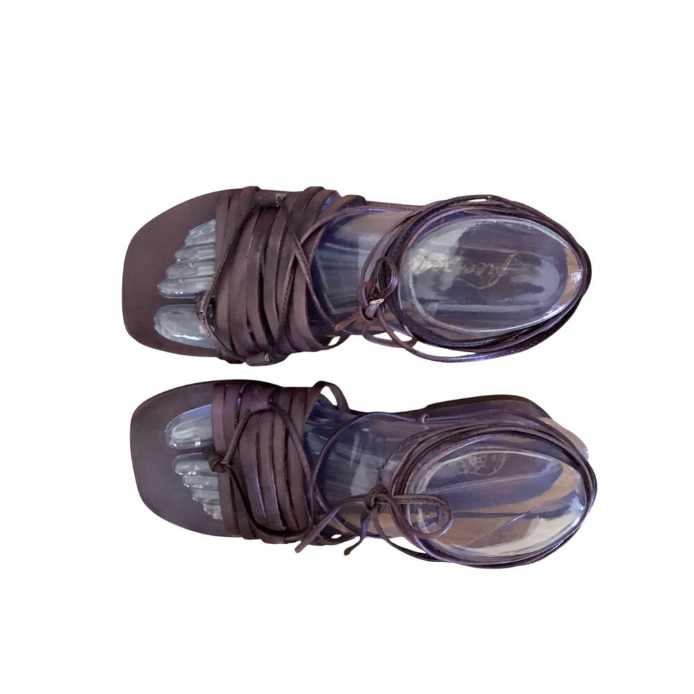 Free People Cami Huarache Wrap Sandals Gladiator Leather Purple sz 36 - Picture 4 of 7